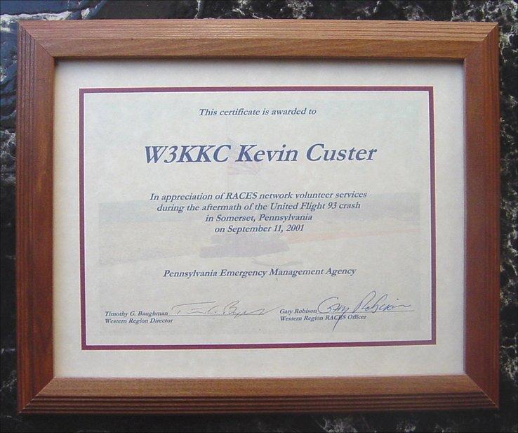 9-11 RACES Appreciation Award, W3KKC